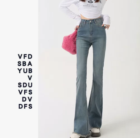 UYH高腰直筒牛仔裤女2022夏季新款显瘦...