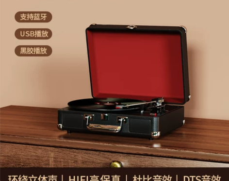 日本黑胶唱片机复古家用留声机胶片蓝牙音箱客...