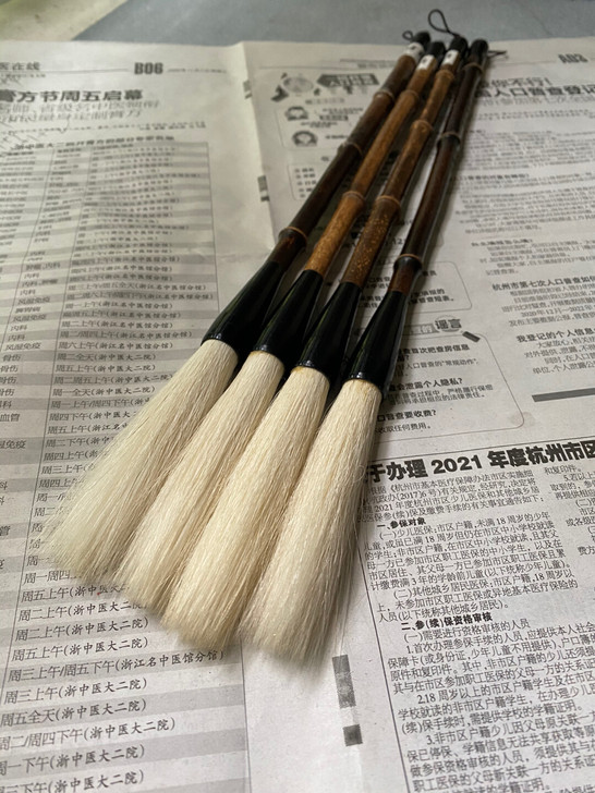 4支长峰羊毫加健毛笔,口径1.5cm,出峰...