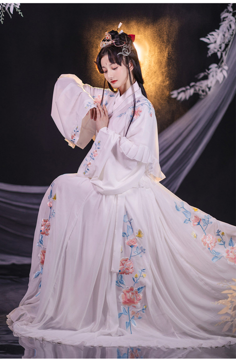 汉服女晋制 齐腰魏晋风交领襦裙刺绣全套 原...