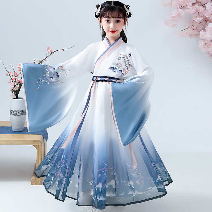 汉服女中国风秋季广袖流仙裙古装女薄款改良版...