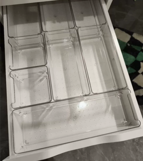 桌面抽屉分隔神器化妆品收纳盒厨房餐具文具塑...
