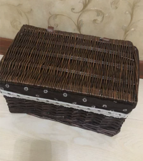 两个小号咖色9新藤编收纳筐储物箱整理箱 不...