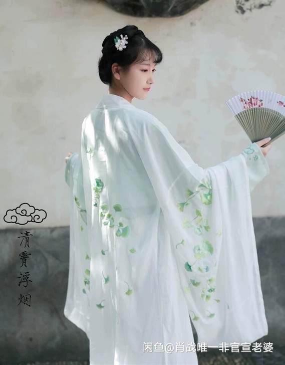清霄浮烟大袖衫黄银杏绿银杏汉服宋制汉服长褙子