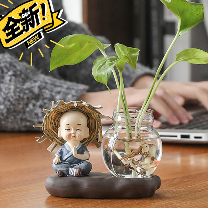 绿萝水培花盆器皿花瓶透明玻璃插花创意水养植...