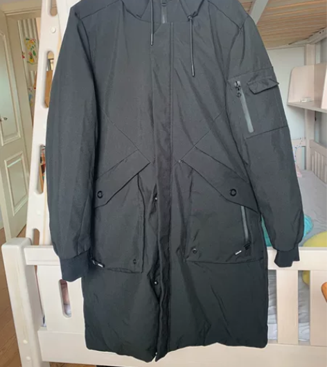 男款男士长款派克羽绒服L码，充绒量175克...