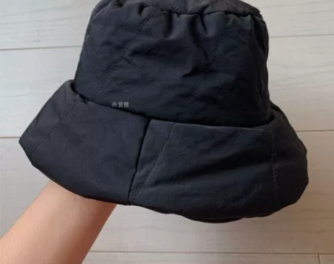 西班牙原~秋冬夹棉尼龙渔夫帽防风保暖显脸小...