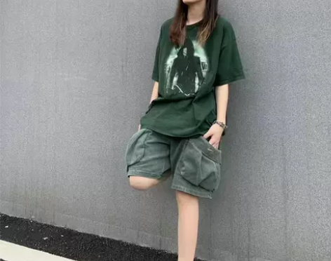 99%GALLERY. 军绿色工装裤短裤 ...