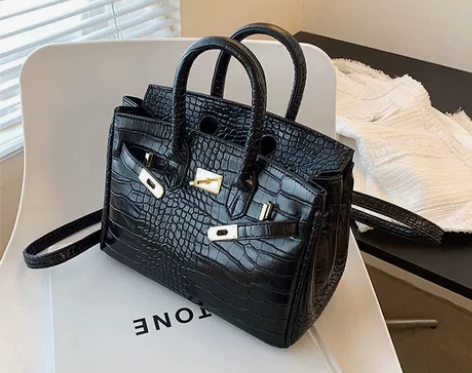 2022新款真皮鳄鱼纹铂金包包女百搭手提包...