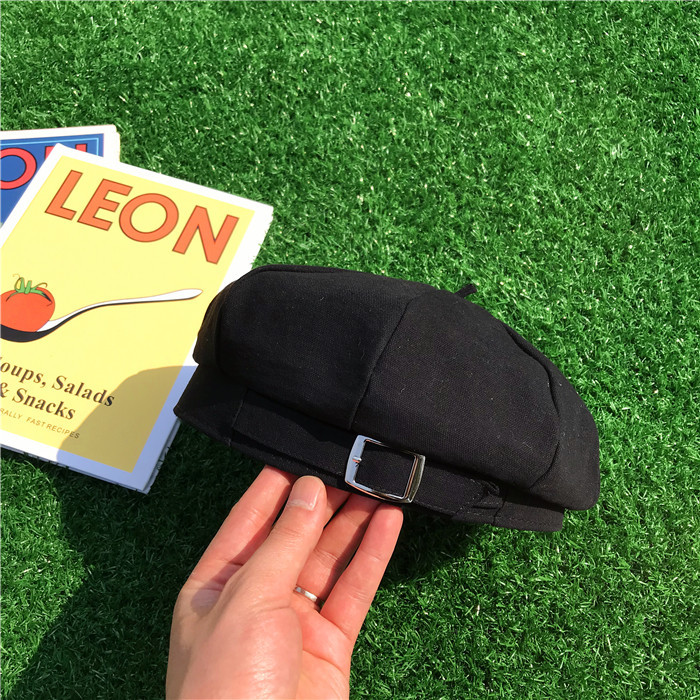 帽子贝雷帽女日系百搭英伦复古画家帽休闲纯色...