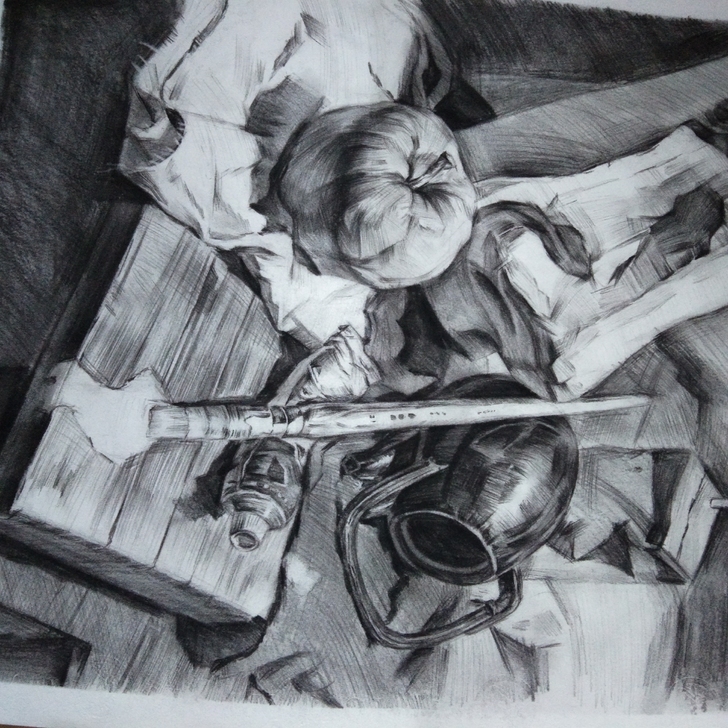 【代挂【阿巴美术生素描静物作品，无装裱四开...