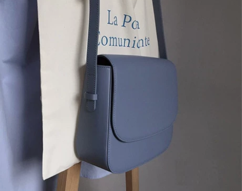 奶油蓝多用翻盖小方包ins韩国新款复古学院...