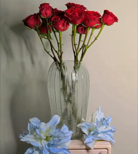 【花店清仓】透明玻璃花瓶居家插花花瓶高脚花...