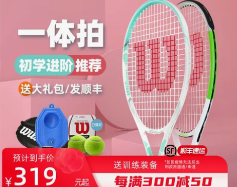 Wilson网球拍威尔胜初学者碳素轻一体女...