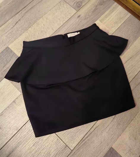 Etam艾格商务正装黑色包臀半裙短裙花苞裙...