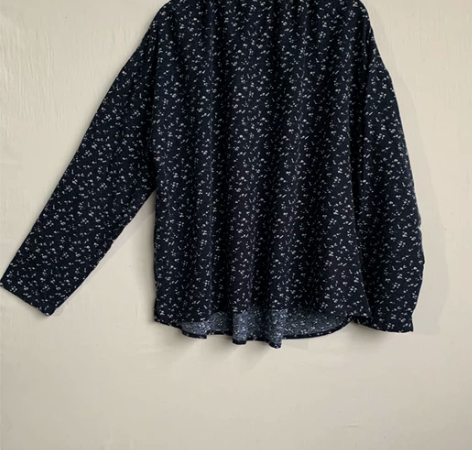 出口日本纯元磨毛棉松紧圆领上衣，小碎花纯棉...