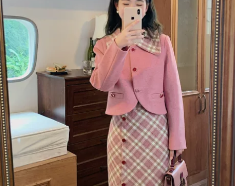 北岛家 港风西装毛呢套装裙女秋冬复古名媛气...