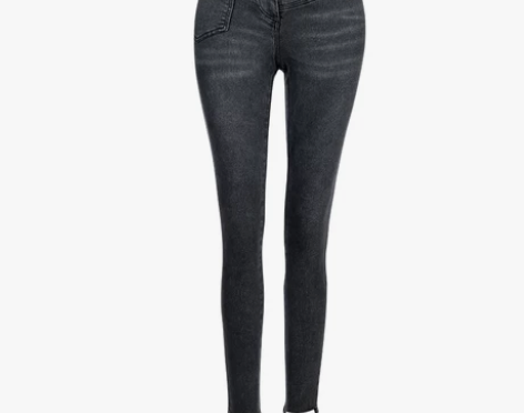 【地球店】高弹力两色高腰牛仔裤女夏显瘦收腹...