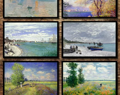 莫奈油画日出印象抽象墙画壁画挂画客厅装饰画...