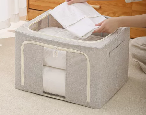 包邮牛津布钢架收纳箱布艺加厚可折叠防尘透明...