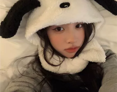 小红书同款高颜值日系软妹帕恰狗毛绒帽可爱甜...