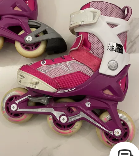 【8成新】迪卡侬 溜冰鞋 粉色儿童初学者中...