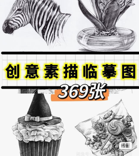 P232-创意素描临摹物品静物趣味素描艺考...