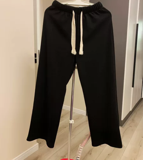 加厚阔腿裤黑色女 L码，胖瘦都可以穿，松紧...