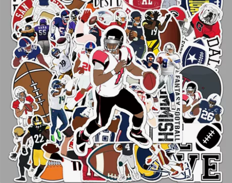 50张橄榄球涂鸦贴纸 个性跨境体育运动贴纸...