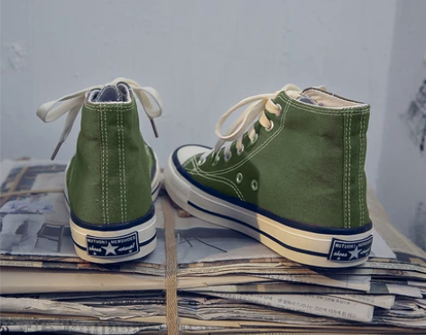 平底鞋橄榄绿色高帮帆布鞋女学生韩版新款百搭...