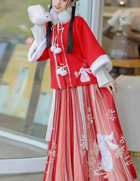 明制汉服新年款女中国风冬天冬款白菜全套