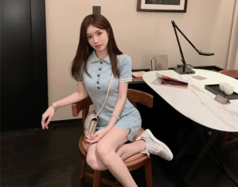 JOEY【蓝精灵妹妹】 学院风裙子冰丝收...