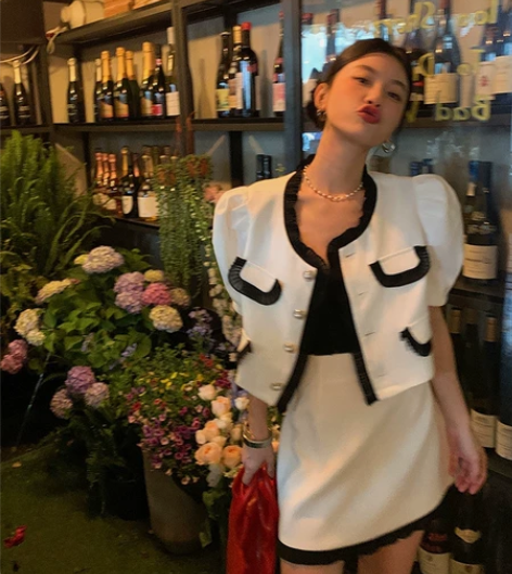 DULA好好家辣妹时尚牛仔套装裙两件套女设...