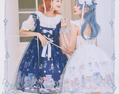 南瓜猫 热带鱼的玻璃眼泪瓶jsk 藏蓝色M...