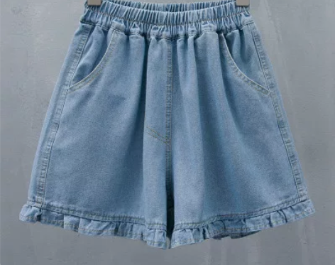 加肥加大码高腰牛仔短裤女夏季学生胖妹妹20...