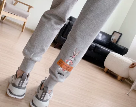 洋气韩版高品质刺绣兔子宽松显瘦毛圈棉加厚高...