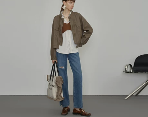 阿cir破洞阔腿牛仔裤女高腰2021年春季...