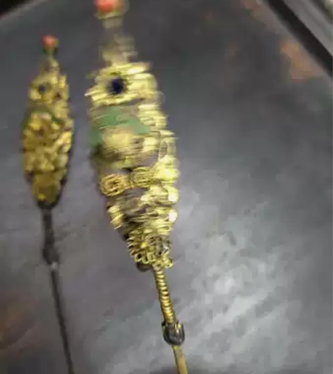 晚清老银饰；银鎏金发簪一对！工艺好！ 感兴...
