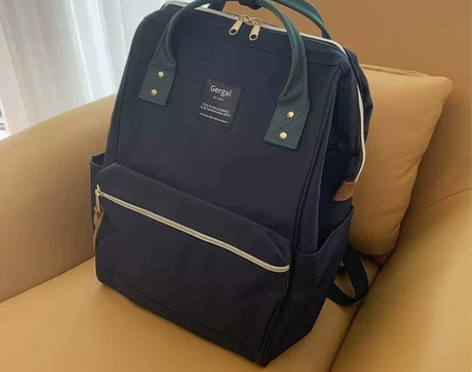 全新日本正品anello双肩包藏蓝大号帆布...