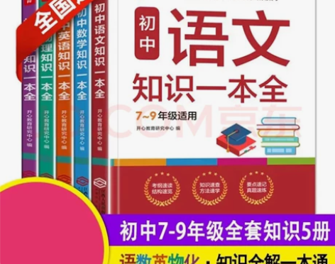 初中语文数学英语化学物理知识一本全，一共5...