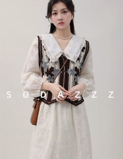 张汽水2022秋冬女时尚气质两件套小众针织...