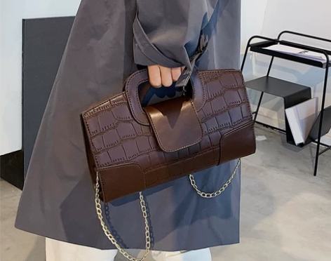 小众设计包包女2020新款秋冬复古鳄鱼纹手...