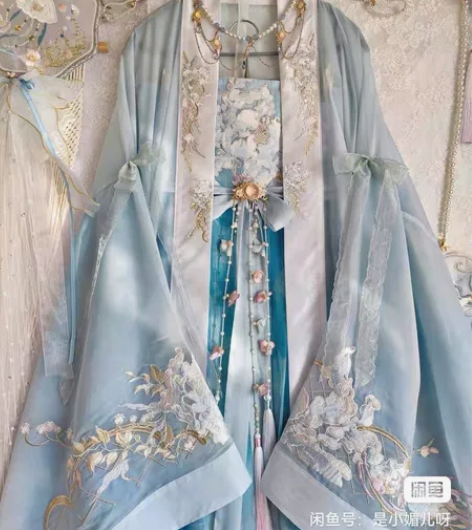 南橘汉服【清秋玉露】淡蓝色仙气诃子裙套装 ...