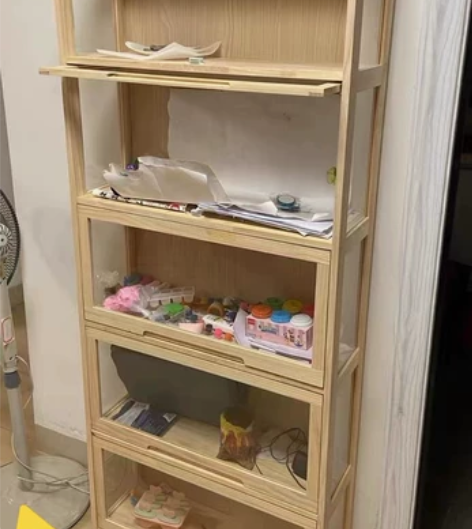 甩卖！进口实木书柜手办柜防尘书柜带透明门展...