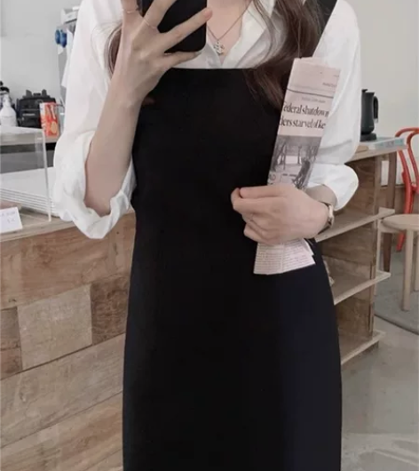 减龄背带裙春秋新款法式复古长裙/全新 感兴...