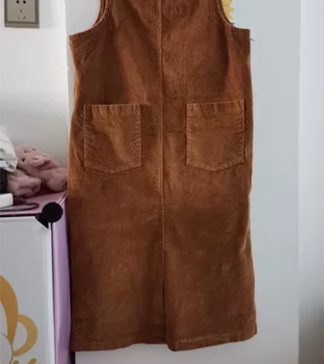 灯芯绒背带裙，带开叉 40包邮，只穿过一回...