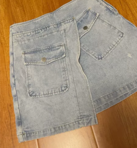 夏季新款高腰半身裙牛仔A字裙短裙 感兴趣的...
