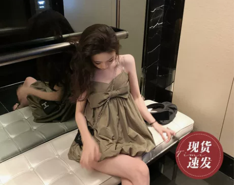 女夏连衣裙小个子甜美高腰短裙蓬蓬裙无袖