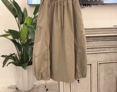 设计感半身裙女松紧腰中长裙日系工装裙韩版高...