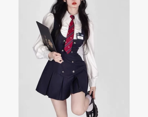 工厂新货！少也眼秋季转校生JK学院风套装桔...